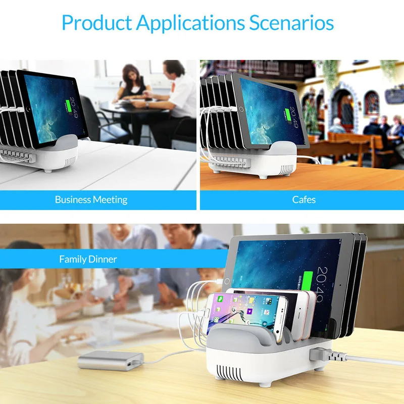1Pc Multi-port Fast Charging Station 5/10 Ports USB Charger Stand for Smart Phone GV99