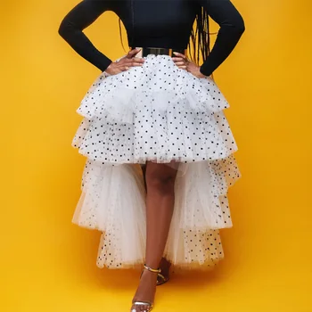

Women Skirt Plus Size Mesh Stitching Skirt Polka-dot Organza Puff Skirt Cloud Skirt Tutu Ponytail Female Skirt Asymmetrical