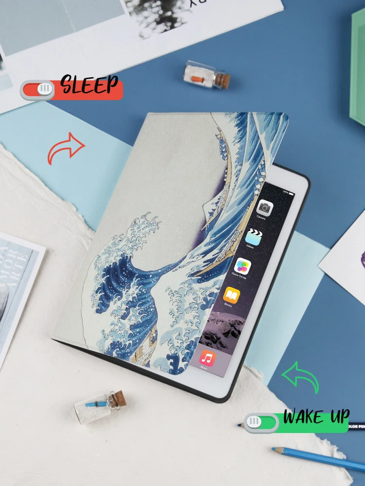 Умный флип-чехол с буквенным краном и масляной краской для iPad 7 10,", чехол для планшета для iPad 10,2, мягкий чехол на заднюю панель с функцией автоматического выключения/пробуждения