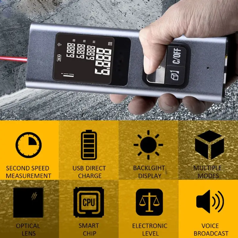 Портативный мини USB Перезаряжаемый Цифровой Металлический лазерный дальномер 40 м высокая точность ручной дальномер