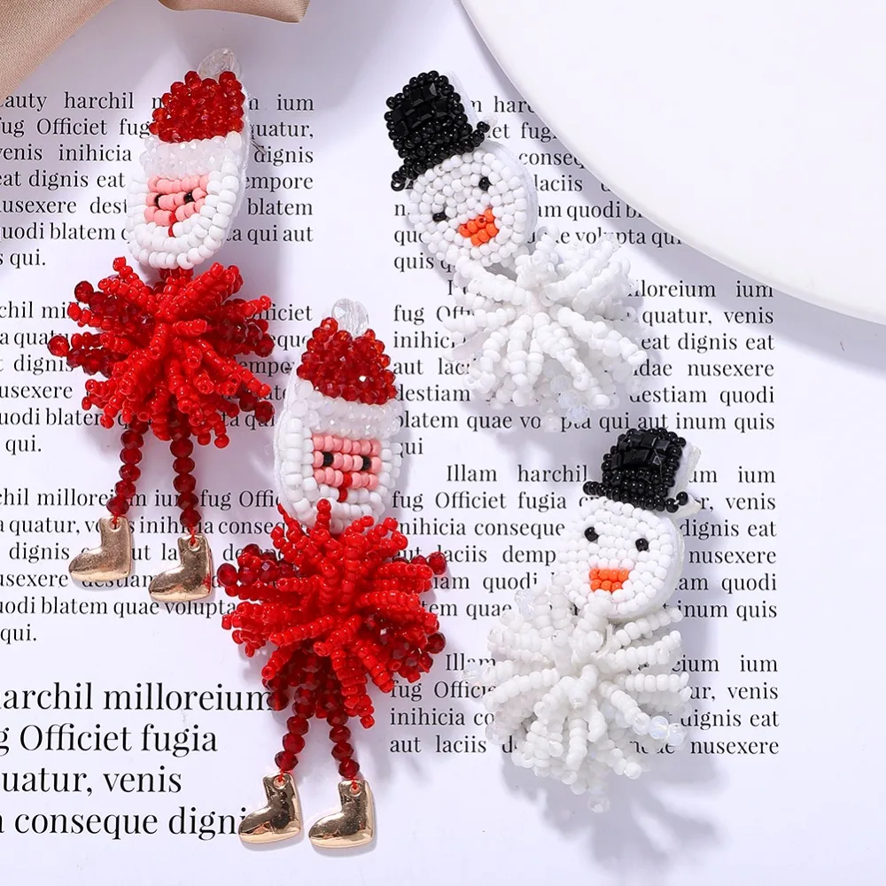 Miwens Bauble Bar, уникальные висячие серьги с бусинами, рудолф, женские серьги ручной работы, украшенные бисером, снеговик, массивные серьги, ювелирные изделия