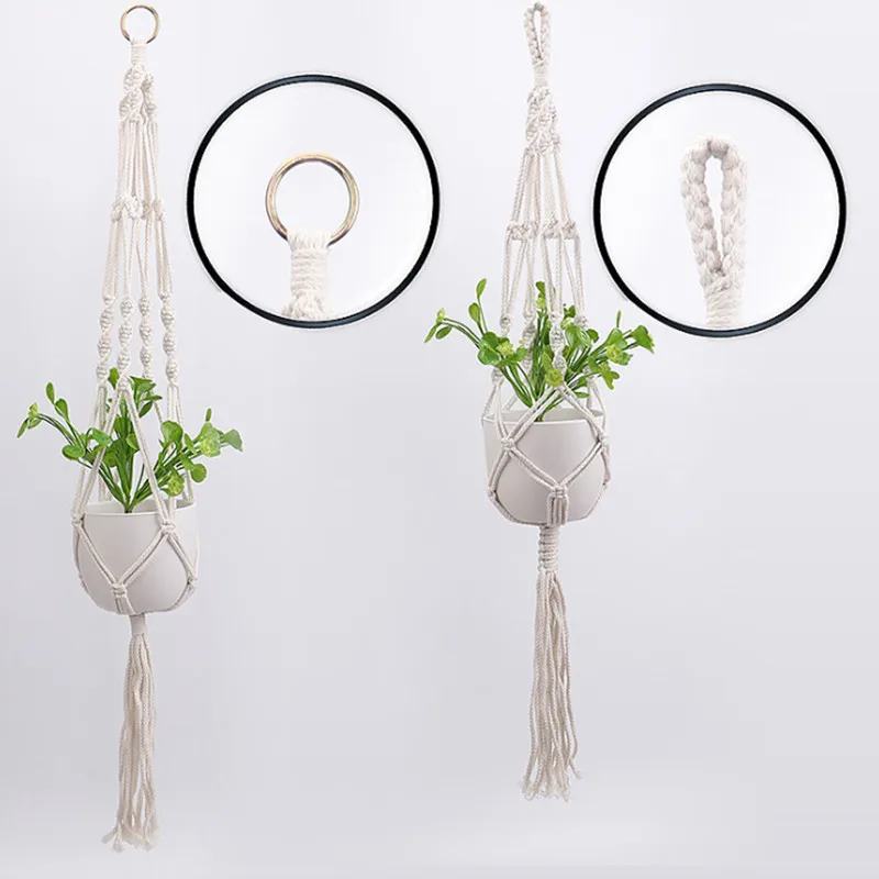 

Hot Sales 100% Handmade Macrame Plant Hanger Flower /pot Hanger For Wall Decoration Courtyard Garden