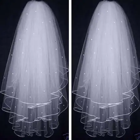

Hot Ivory White Bridal Veils Cheap Weddings Accessories High Quality Simple Wedding Veil Elbow Length Voile Mariage