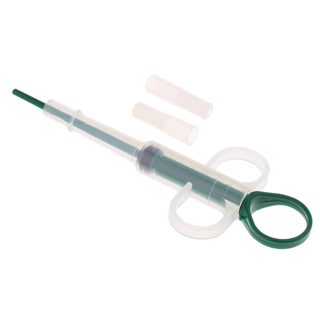 Plastic Pet Cat Dog Pill Tablet Feeder Reuseble Injector Doser Medical Feeding Tool with Soft Tip - Green