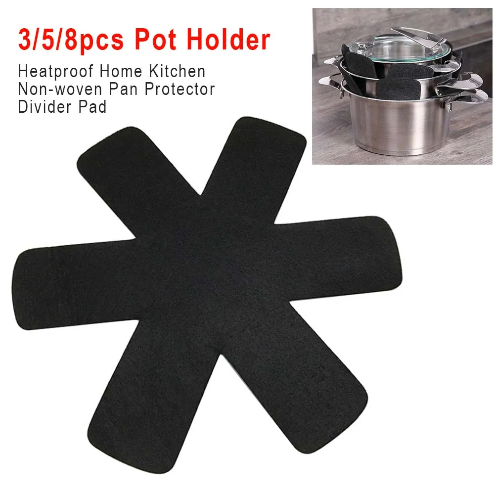 3 5 8pcs Pot Holder Divider Pad Home Kitchen Table Separate Pan Protector Reusable Placemat Anti Scratch Non-woven Heatproof