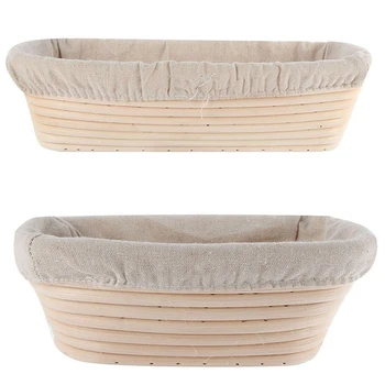 

2Pc Oval Dough Banneton Brotform Dougn Rattan Bread Proofing Proving Baskets Tools