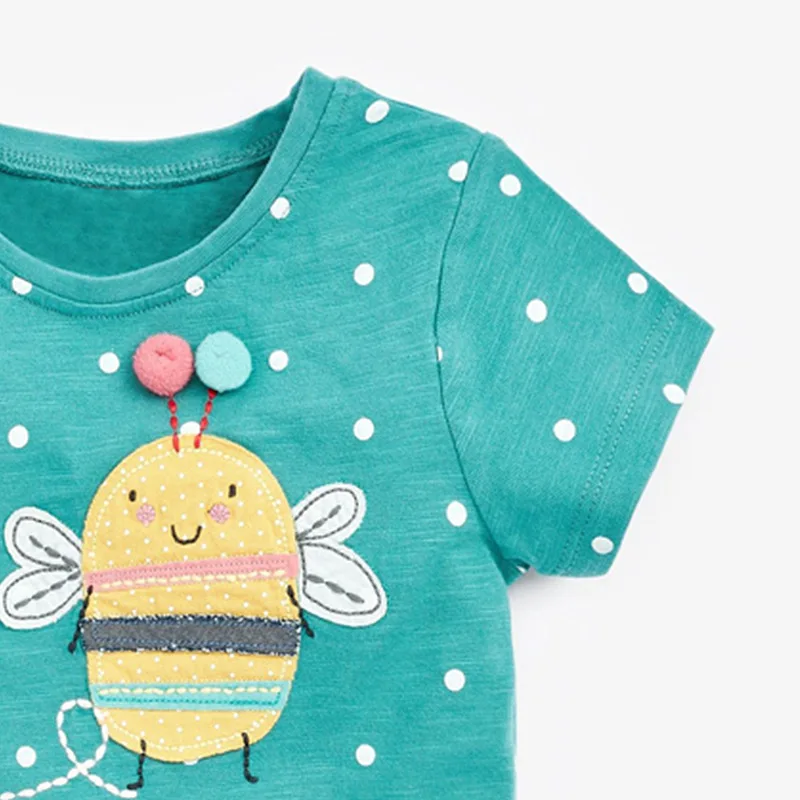 Little maven 2024-Camiseta de algodón para niñas, ropa de verano de manga corta con pequeñas abejas, encantadora, de 2 a 7 años