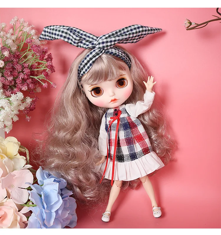 Blyth кукольная одежда клетчатый костюм с юбкой и бантом для 1/6 30 см