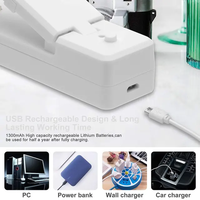 Usb Töltés Mini Tömítőgép Háztartási Snack Műanyag Csomagolózsák Hő Kis - Image 5