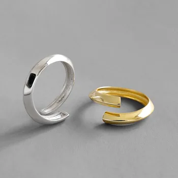 

1PC 100% Authentic 925 Sterling Silver Fine Jewelry White/Gold Geometric adjust Ring TLJ935
