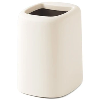 

Square Northern Europe Plastic Trash Can Bin Trash Kitchen Room Bin Waste Bin Live Room Bed Room Originality No Cover-Apricot