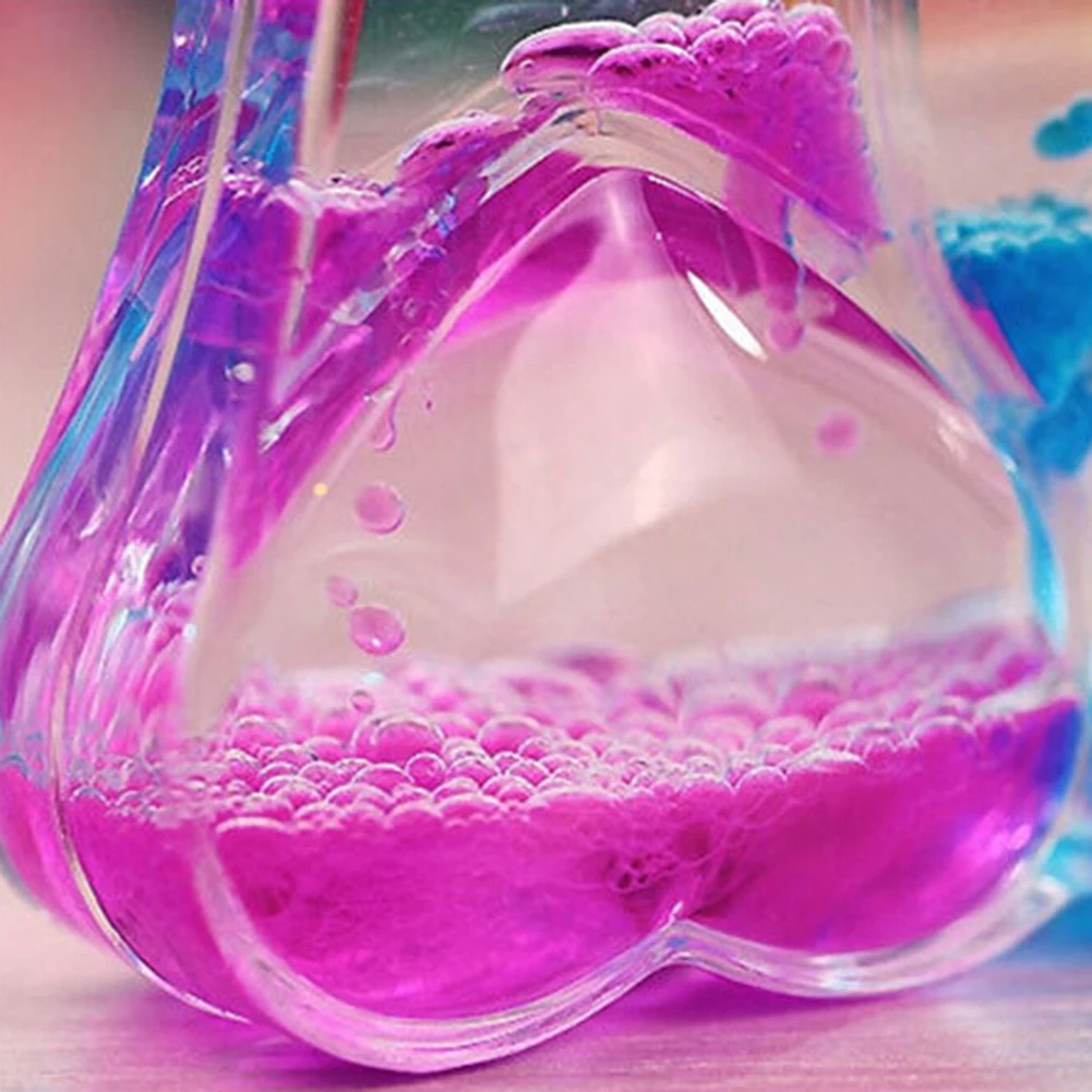 Double Heart Floating Liquid Oil Acrylic Drip Oil Hourglass Timer Motion Bubble Oil Hourglass Liquid Hourglass Timer Home Decor 5