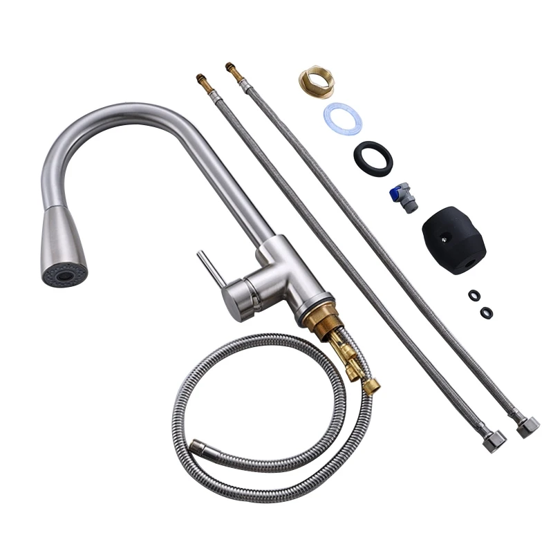 US $156.06 Multifunctional Stainless Steel Bathroom Kitchen Basin Faucet Pull Out Hot And Cold Water Sink Tap Home Hotel Faucets