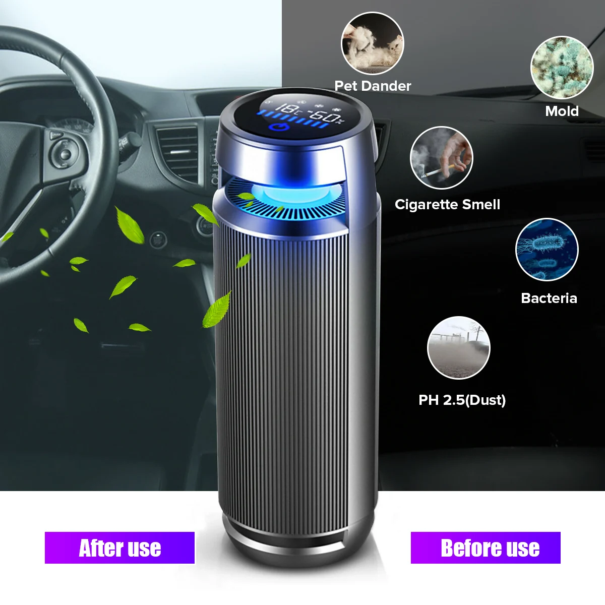 AUGIENB USB автомобильный очиститель воздуха отрицательных ионов очиститель воздуха для PM2.5 формальдегида дыма запах аллергии светодиодный светильник air Frash