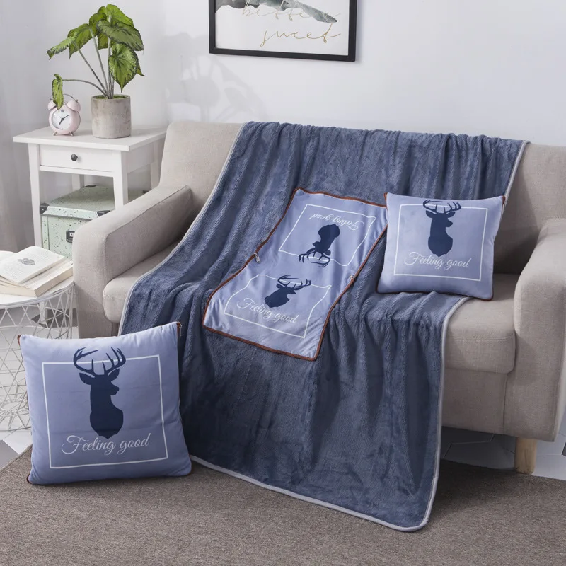 

Cartoon Foldable Patchwork Quilt Flannel Cushion Sofa Pillow Air Conditioning 2 In 1 Blanket Napping Pillow Blanket Bedding G