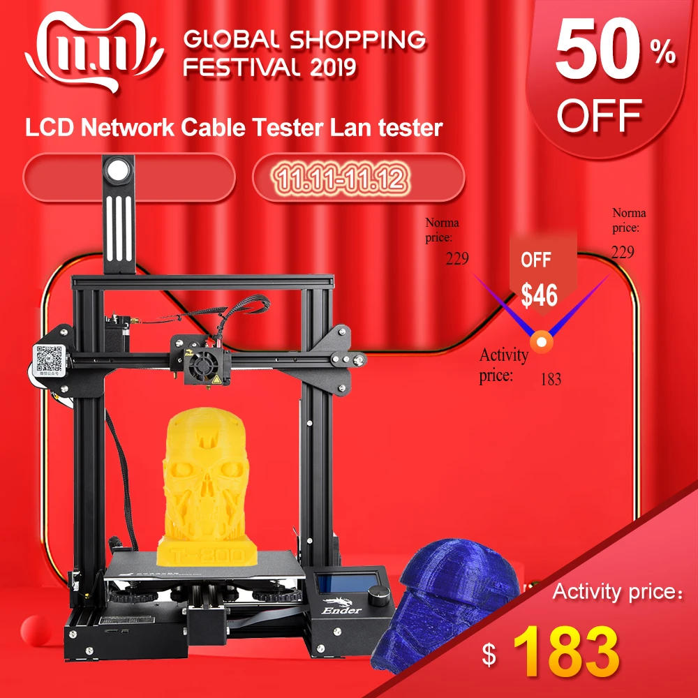 

3D Printer New Ender-3 PRO DIY 3D Printer Well Power Supply Printing DIY KIT 220 * 220 * 250mm with Resume