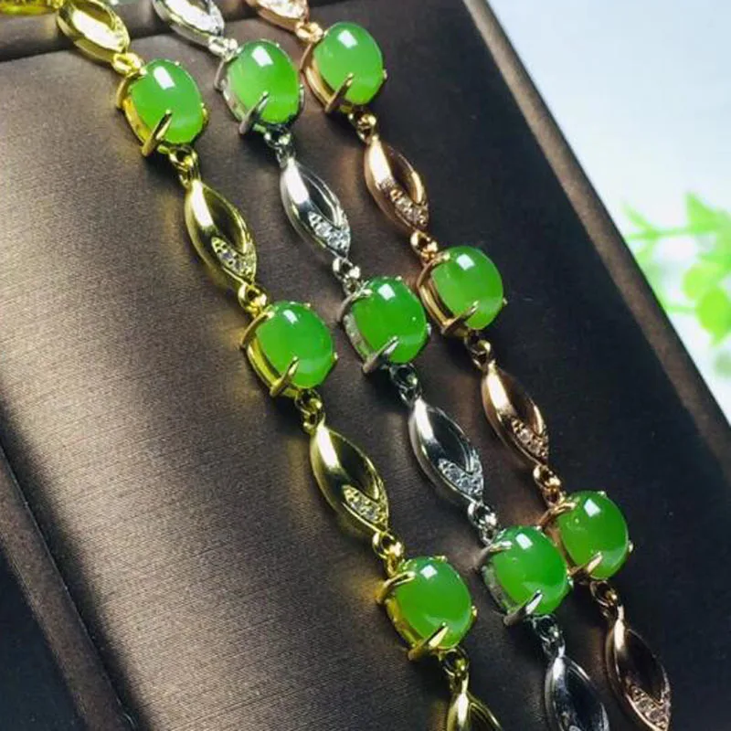 Натуральный Хотан зеленый JADE Jasper лапша серебряный браслет на День матери подарок женский высокий вкус темперамент подарок