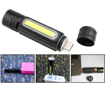 

LED Strong Light Mini Cycling Light High Power Flashlight Zoomable Retractable T6 COB Side Light USB Charging Torch Bike Lamp