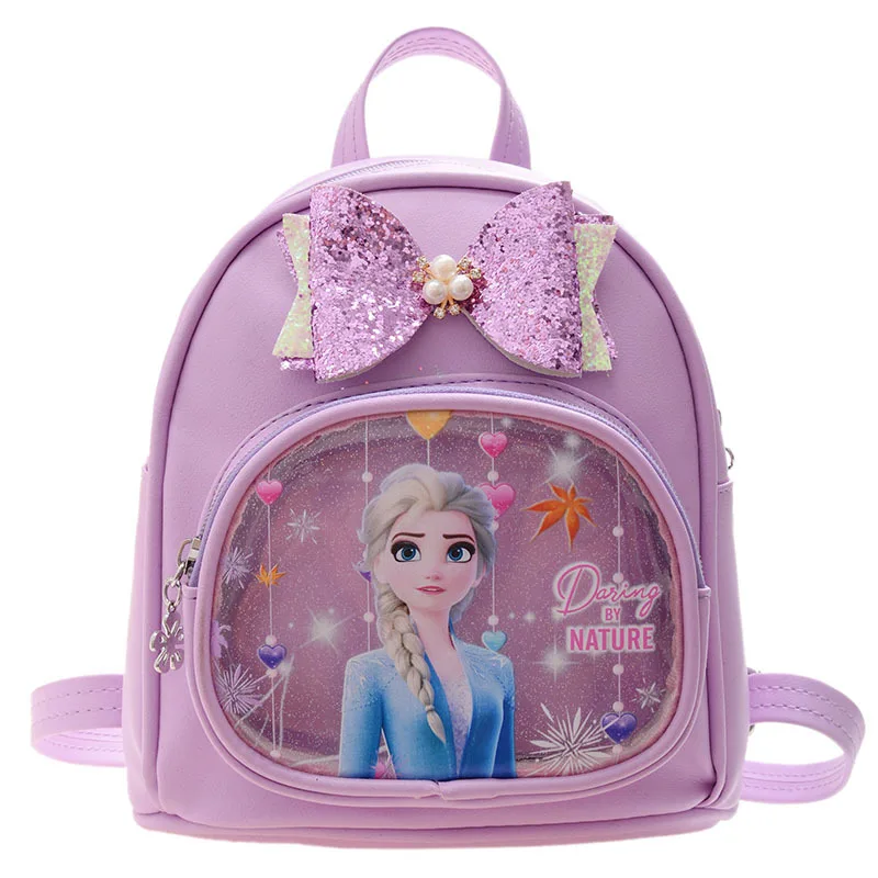 Disney Cartoon Frozen Elsa Backpack Bags For Kids Children Travel Waterproof Handbags Girls Brand Bow Luxury Packages New 2021