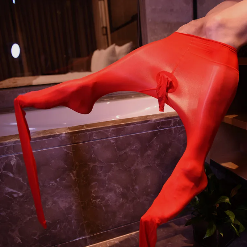 

Oil Glossy Shiny Elephant Nose Open Or Closed Genitalia Pantyhose Silk Smooth Gay Fetish Pants Male Erotic lingerie Clubwear