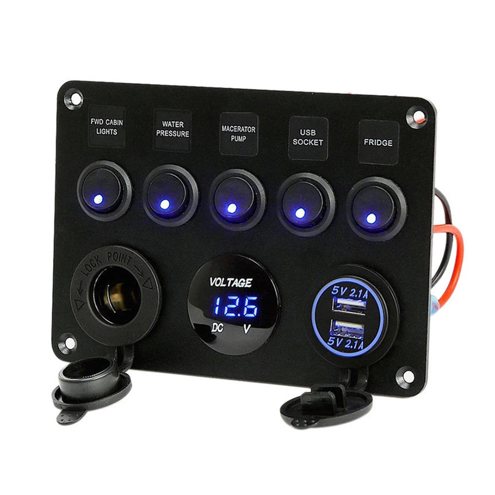 ВКЛ-ВЫКЛ панель с переключателями 2USB 12V для автомобиля лодки морской RV грузовик Camper кулисный переключатель панель для 12 V-24 V автомобиля яхты караван