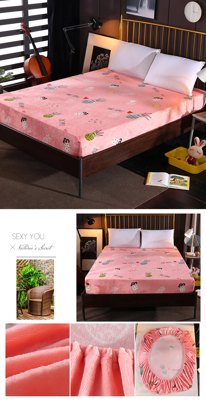 Фланелевая простыня, нескользящая наматрасник, четыре уголка с эластичной лентой, простыня, уплотненная, зимняя, сохраняющая тепло, покрывало для кровати