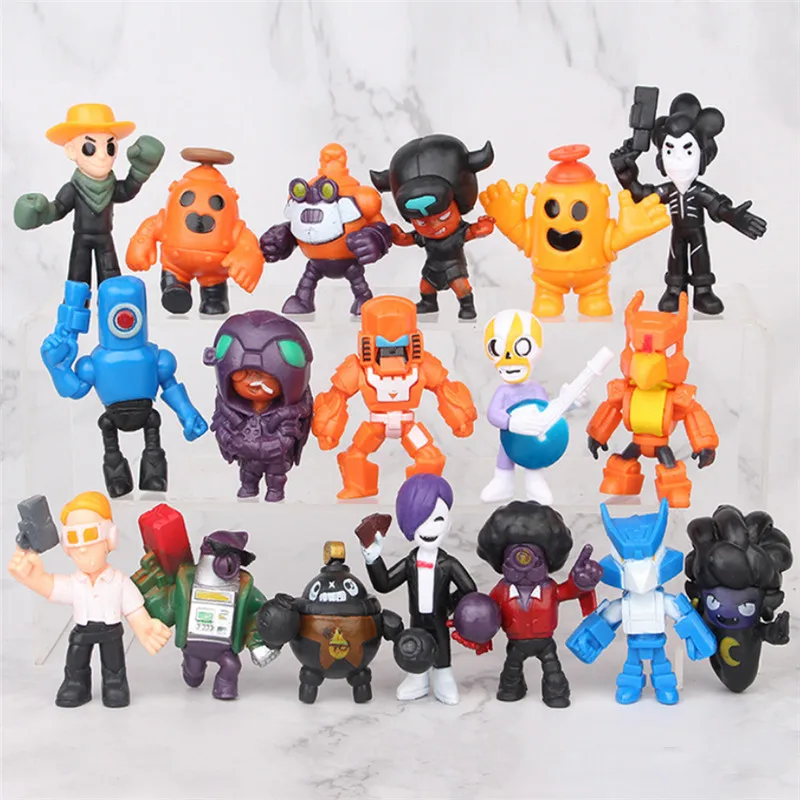

18Pcs Brawl game cartoon star hero figure anime model Spike Shelly Leon PRIMO MORTIS doll kawaii cute toy gift for boy girl kids