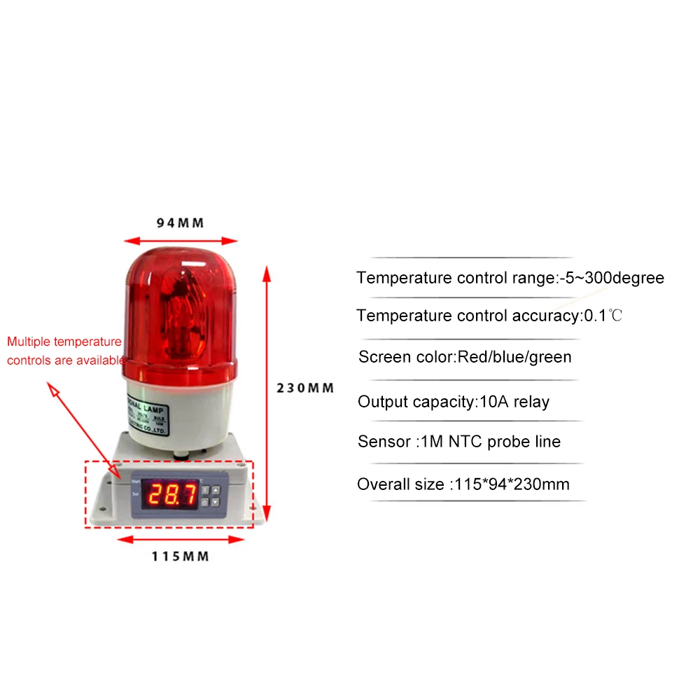 Термостат с температурной сигнализацией для комнатной фермы, сигнализация с высокой и низкой температурой 110-220 В