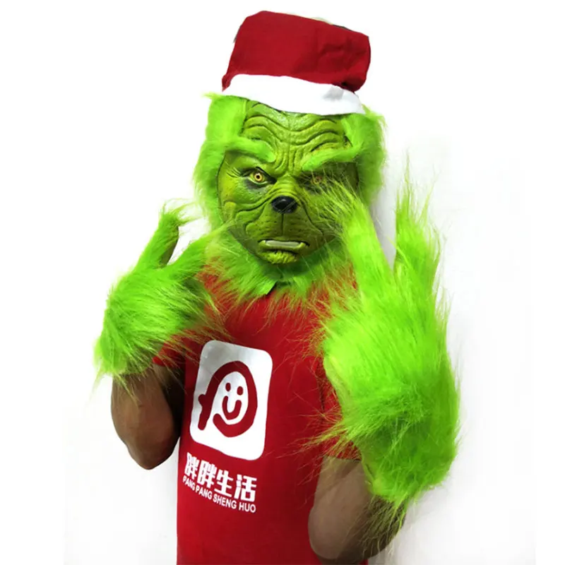 Рождественская маска гика Рождественский смешной реквизит шалость парик косплей зеленый монстр глюк маска Рождественский костюм пародия Зеленых Волос монстр