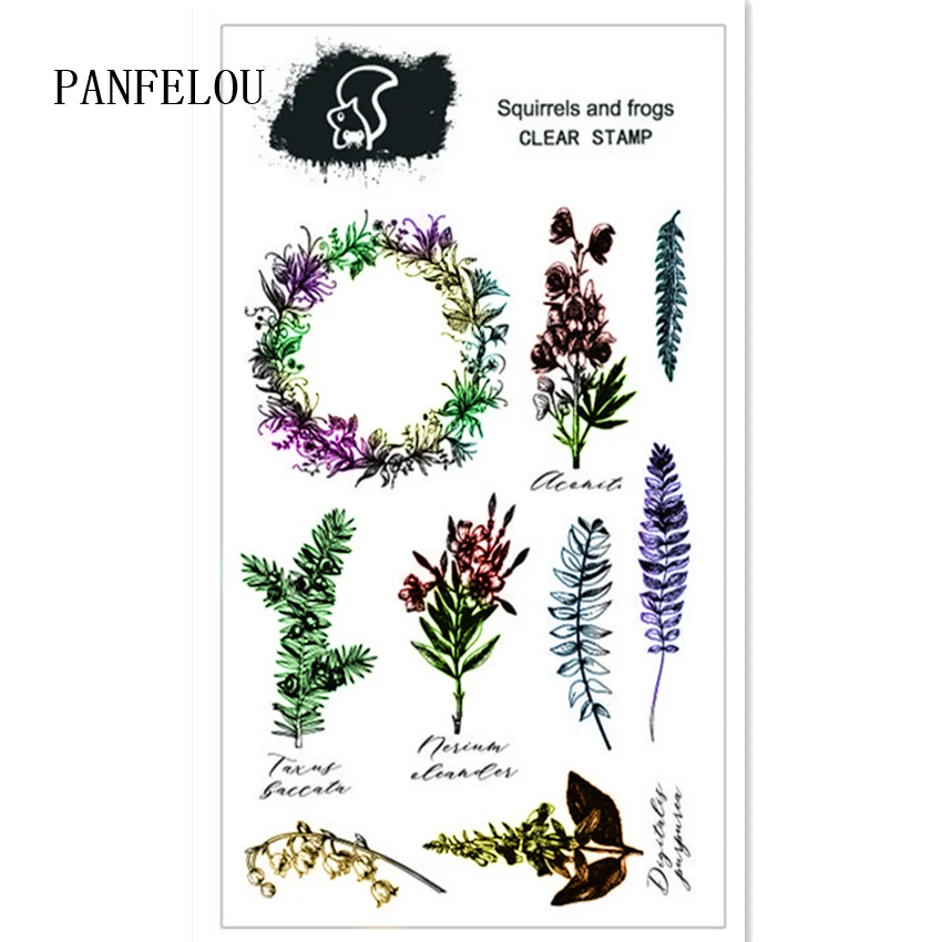 PANFELOU 11*16 см венок цветы прозрачный силиконовый штамп/печать DIY