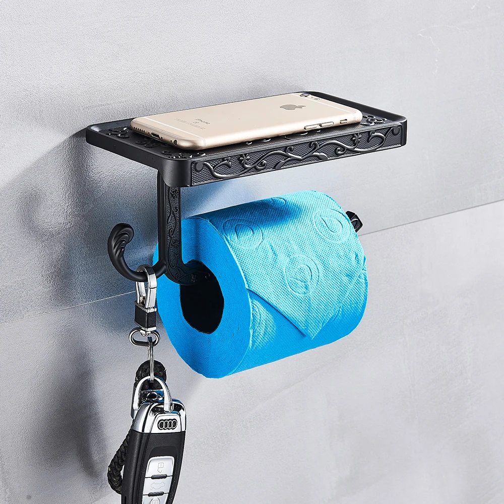 Rozin Zinc Alloy Bathroom Toilet Paper Holder Mobile Phone Holder With Shelf Bathroom Towel Rack Toilet Paper Rack Tissue Box Towel Rack Toilet Paper Holder Toilet Paper Rack Toilet Roll Holder Tissue Holder