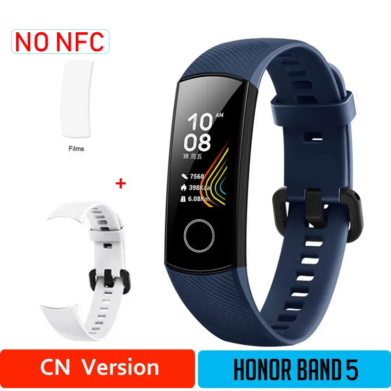 Глобальная версия HONOR Band 5 Смарт-браслет Оксиметр крови кислород несколько циферблатов сердечного ритма фитнес-трекер сна шагомер NFC - Цвет: CNBlue5moW