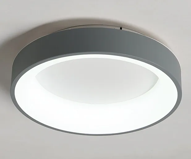round gray color Современная минимализм Led белая Потолочная люстра/серая металлическая спальня Диммируемый светодиодный потолочный светильник, люстра Luminarias Lamparas светильники - Цвет корпуса: round gray color