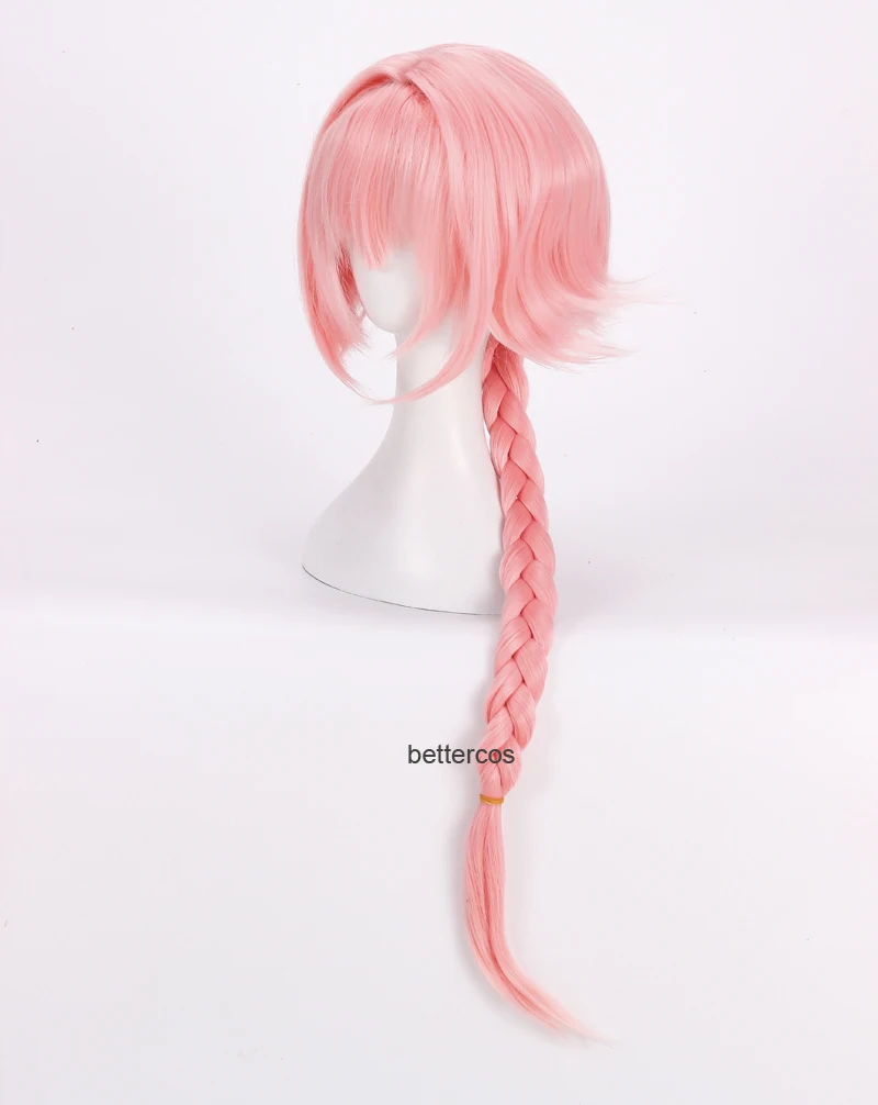 sexy cosplay Game Fate Apocryph Astolfo Cosplay Wig 75cm Pink Heat Resistant Synthetic Wig + Wig Cap + 3 Black Bowknots naruto cosplay