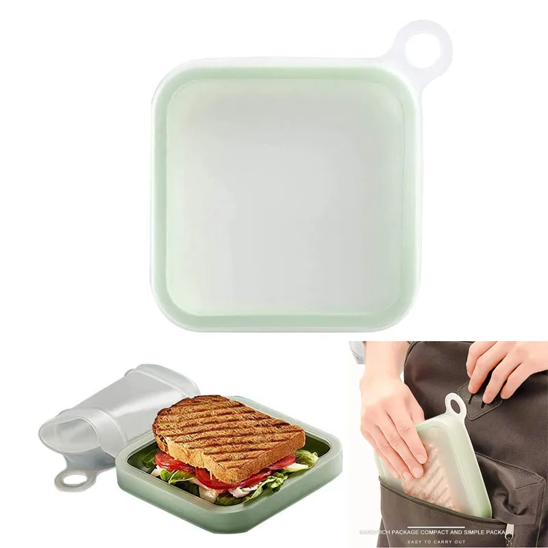 Sandwich Toast Case Silicone Lunch Box Leakproof Soft sealed Lunch Box for  Kids School Office Kitchen Sandwich Case Tableware|Lunch Boxes| - AliExpress