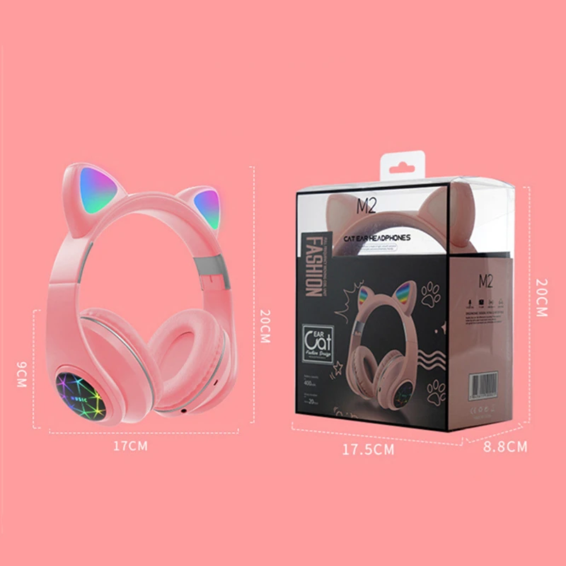 TOPLED Light Cat Ear Headphones Bluetooth 5 0 Adults Kids Wireless Headset For Mobile Phones PC Game Foldable With Mic Best gift