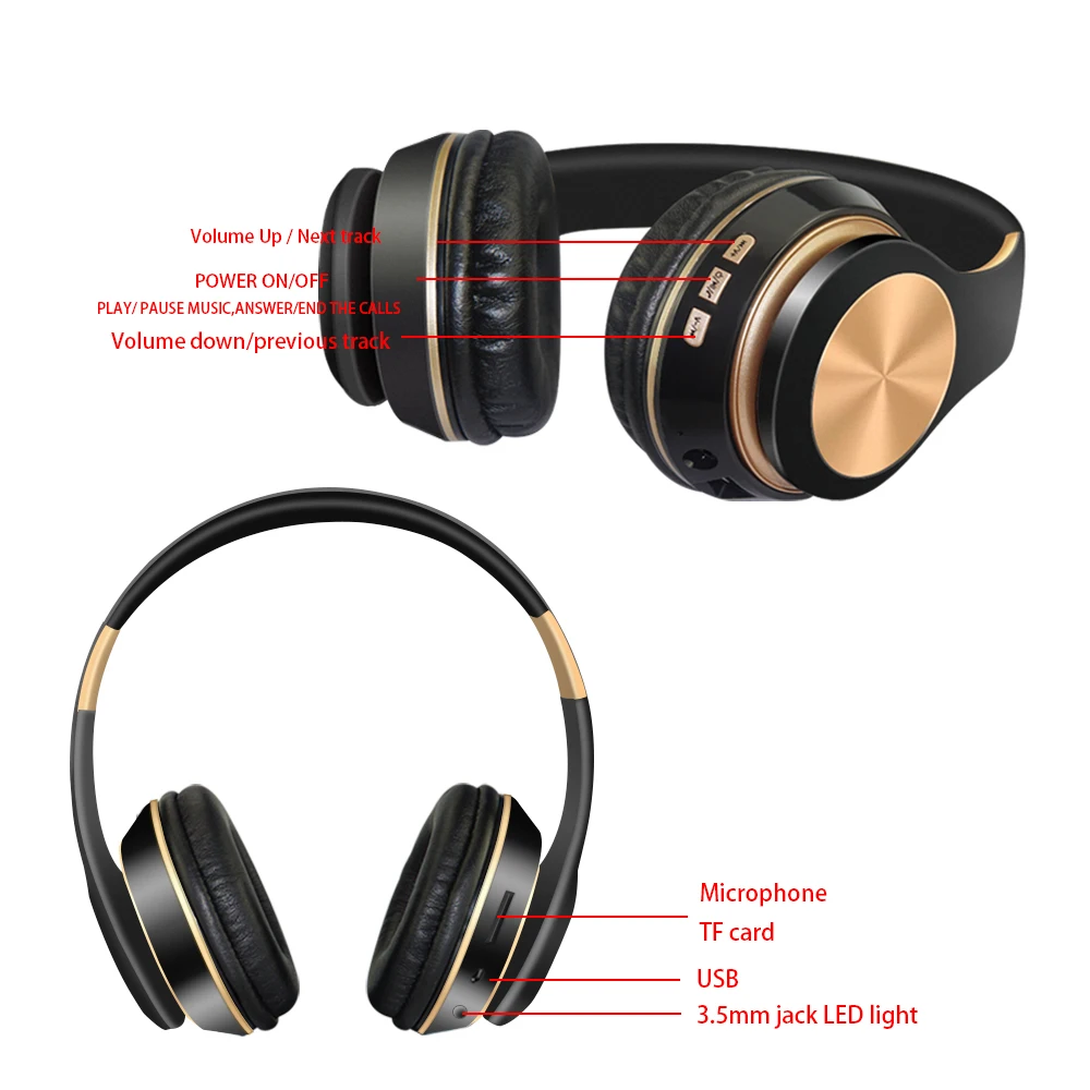 HIFI Stereo Earphones Bluetooth Headphone Music Headset FM And Support SD Card With Mic For Mobile XiaoMi Iphone Sumsamg Tablet