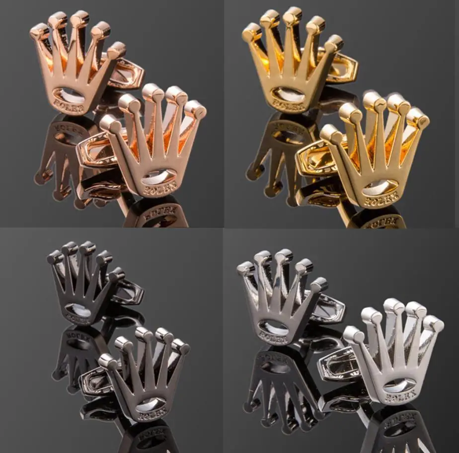 Fashion high-end brand crown cufflinks gold silver black rose palm shape sleeves nail holiday gifts |