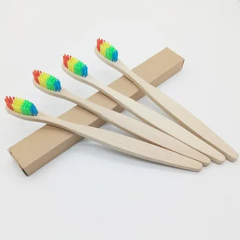 

Natural Bamboo Handle Toothbrush Rainbow Colorful Whitening Nylon Hard Bristles Bamboo Toothbrush Eco-friendly Oral Care