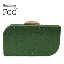 Бутик De FGG неправильной формы зеленая Женская вечерняя сумка-клатч со стразами сумки свадебный с кристаллами сумки свадебный вечерний коктейльный кошельки