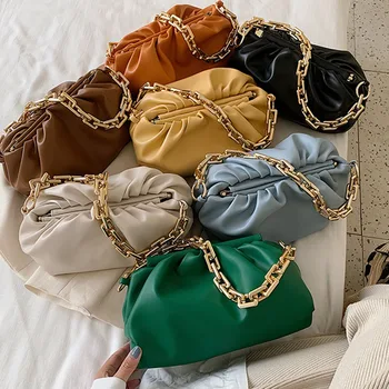 

Gold Chain Shoulder Bags For Women 2020 Luxury Cloud Bag Female purses and handbags Party Clutch сумка женская bolsa feminina