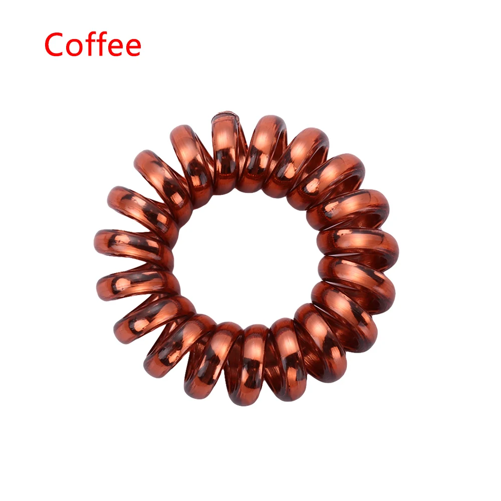Coffee 2/5 шт Разноцветные эластичные резинки для волос спиральная форма конский хвост резинки для волос резинка для волос Веревка телефонный провод волосы аксессуары - Цвет: Coffee