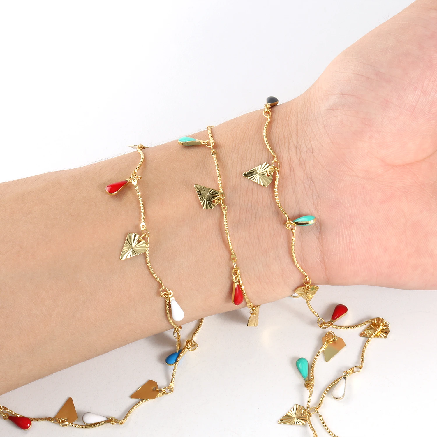 1M Stainless Steel Enamel Daisy Flower Chain Colorful Gold Chains for DIY Anklet Bracelet Necklaces Jewelry Making Supplies