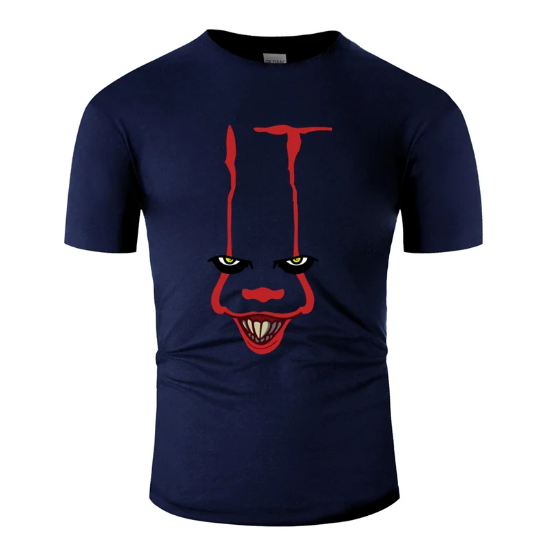 Comical it клоун лицо pennywise футболка для мужчин Летняя мужская футболка юмористический удивительный европейский размер S-5xl Топ Футболка - Цвет: Men-Navy Blue