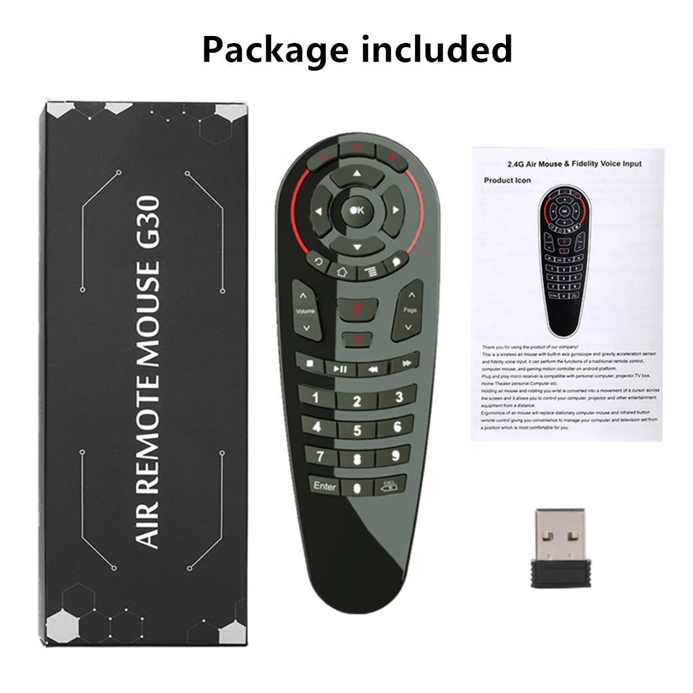 HUACP G30 Air mouse 33 клавиши ИК обучения гироскопа Google голосовой поиск 2 4G Fly