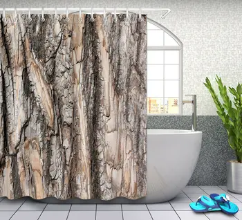

Tree Bark Shower Curtain Set Sheer Waterproof Fabric Curtains Polyester