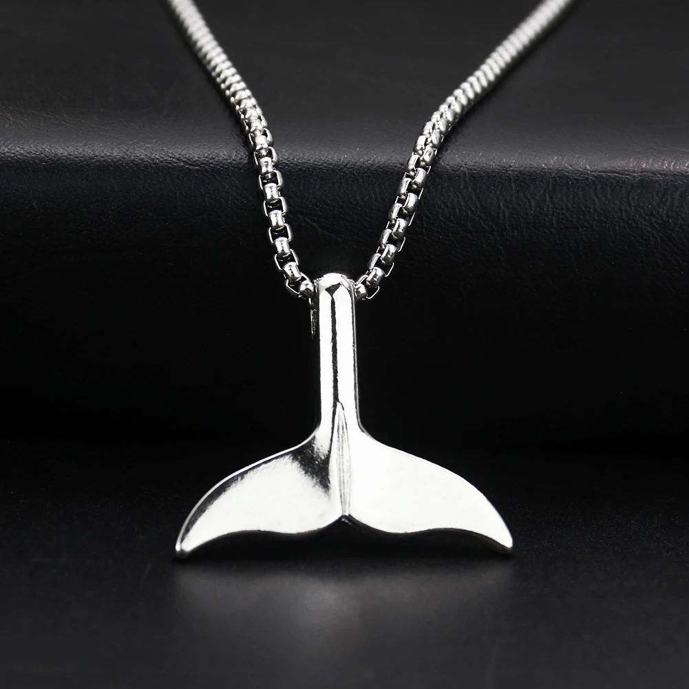 Simplicity 316L Stainless Steel Whale Tail Ocean Fish Necklace Charm Punk Mermaid Pendant Men Popcorn Chain Woman Jewelry Gift | Украшения