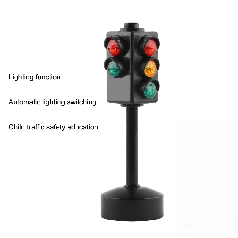 Мини-дорожные знаки, дорожный светильник, светодиодный блок, для детей, для безопасного дорожного движения, для обучения, Монтессори, поезд, автомобиль, игрушки, подарки на день рождения - Цвет: Черный