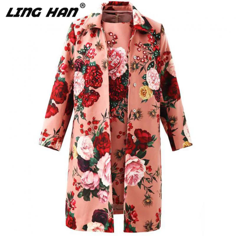 LINGHAN Элегантный принт бриллианты комплект из двух предметов Тонкий с длинным рукавом и отделкой из бус верхняя одежда+ мини платье-футляр костюмы осень зима