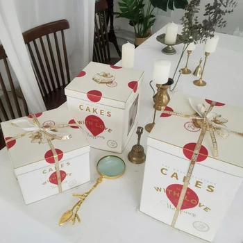 

5pcs Romantic Balloon Half Window Box Packaging Birthday Cake Box Birthday Party Favor Cakes Packing Boxes for Guests